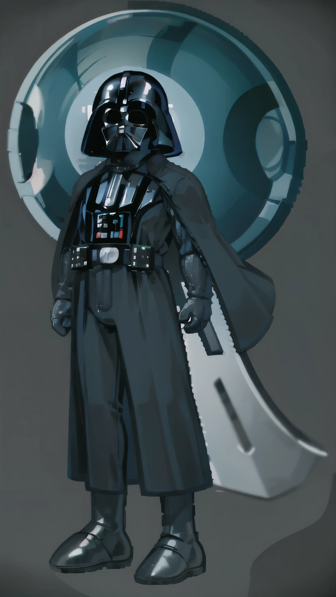 High Quality, human, darth_vader suit suit Masterpiece, simple background, full body, 
black eyes, solid oval eyes, outline 