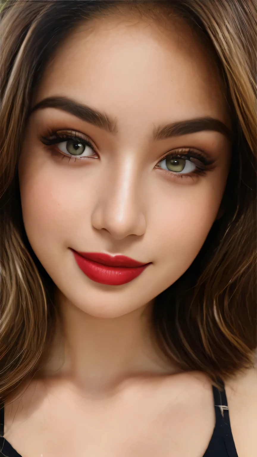 5, (Japanese Mature:1.2), Captivating Gaze, Dark brown eyes, (8k, High resolution,super high quality, Ultra HD,Ultra-realistic,Highest quality), Close-up photo with focus on face, Perfect Makeup、Blue eyeshadow、Dark eyeliner、glossy pink lipstick、(Realistic facial wrinkles:1.2)、Accurately rendered eyes, Proper eye position, Cinematic Light, Soft Light, detailed color graded background, Highly detailed eyes, 8k, Sharp focus, bedroom, Looking down, smile,