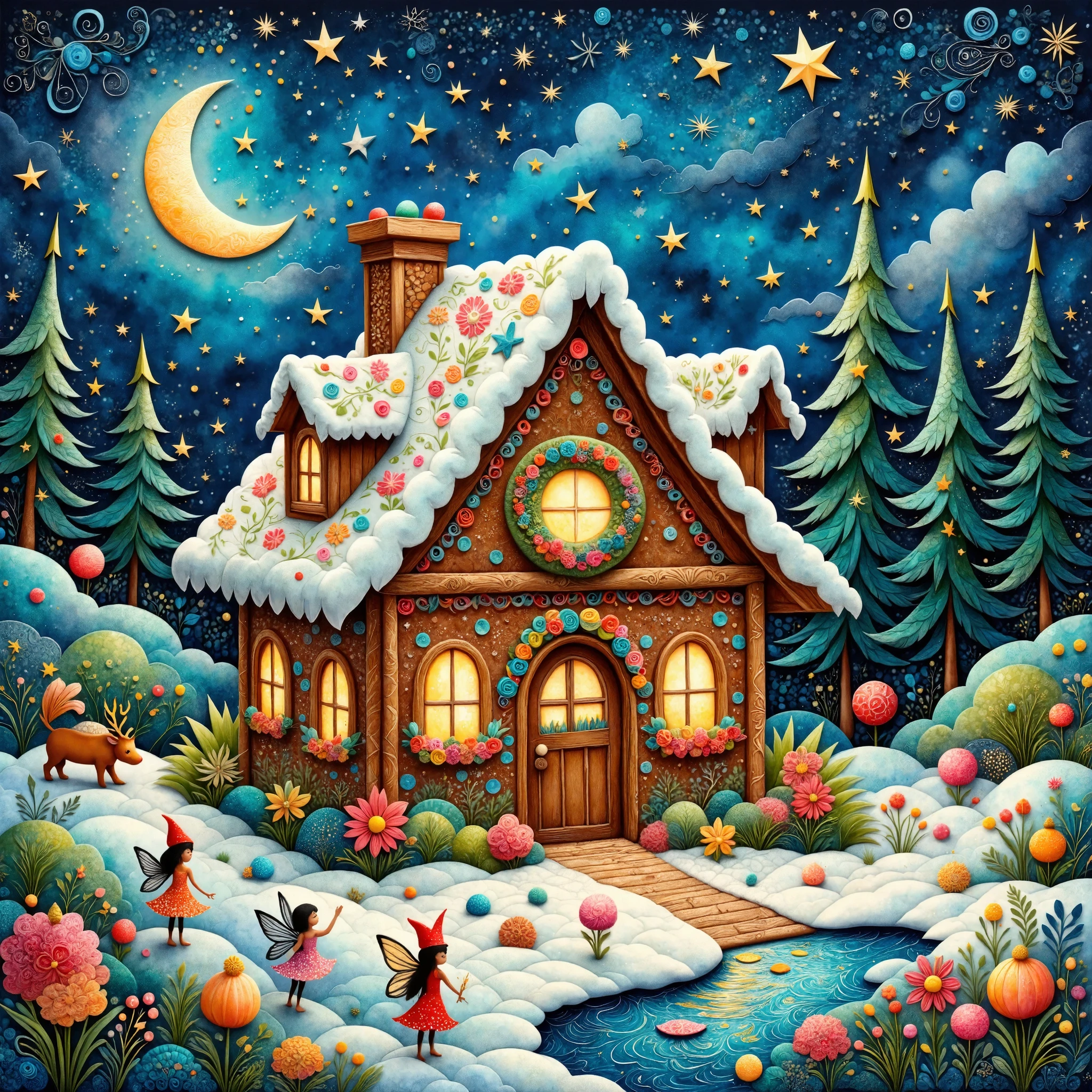 (masterpiece, best quality:1.2), (Christmas House:Cute fairy tale world),handmade style