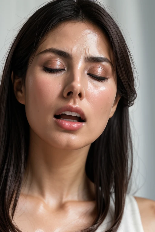 Beautiful Japanese actresses,Flying debris,Award-winning photo, Very detailed, Edge Orgasm, Woman with open mouth and closed eyes , sweatをかいた肌、Lighting that accentuates the shine of sweat{{{Please spread the word }}}, Black Hair、Viewer discretion advised,(length, Narrow nostrils)、Illumination from below、Half-closed eyes, I frowned..., Drooling, Spit out,((Raise your arms behind your back)),nsfw,(:1.3) ,(final:1.2),(Vulgar:1.3),(Symmetrical nostrils),(steam:1.1),(Wet:0.8),(trembling:0.8),(tears:0.7) ,(Drooling:0.6),(sweat:0.8),((Face close-up))Tamsin Egerton,