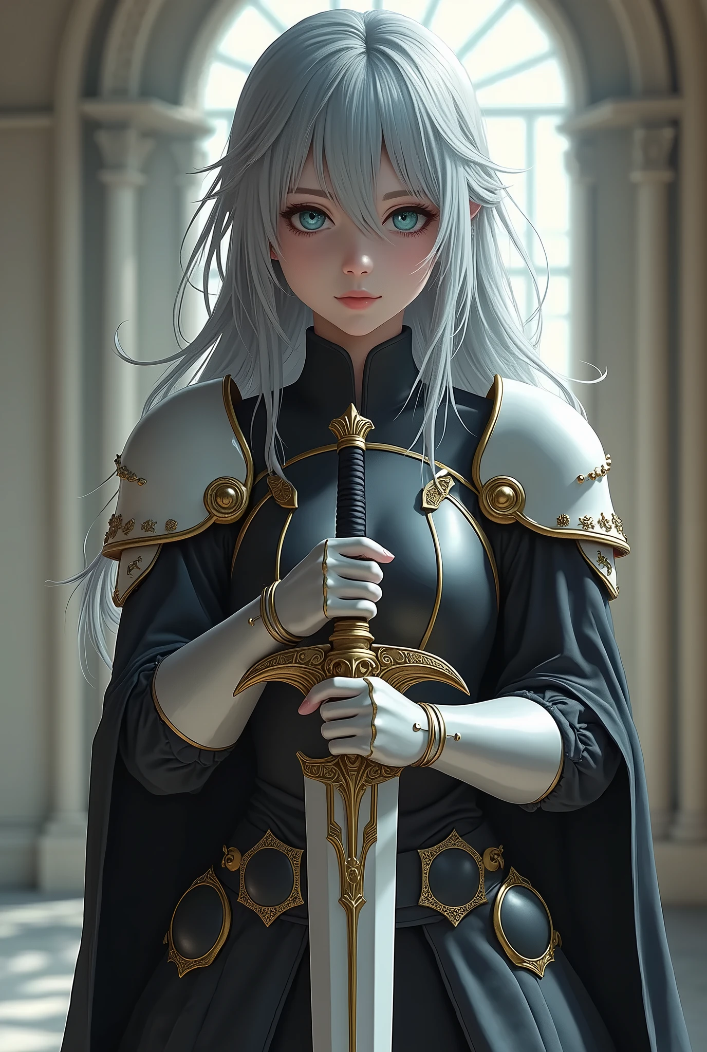 Anime - style image of a woman in a black dress holding a sword - SeaArt AI