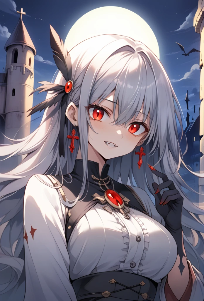 (Beautiful wallpapers) ,(evil theme),long white hair,red pupils,Loose black robes and armor,Dominate the disaster,Handsome,Flat chest,Close up,Red Storm,(A world shrouded in darkness),(Village background),The decline of the world,(Sit on the ground and hold your legs)