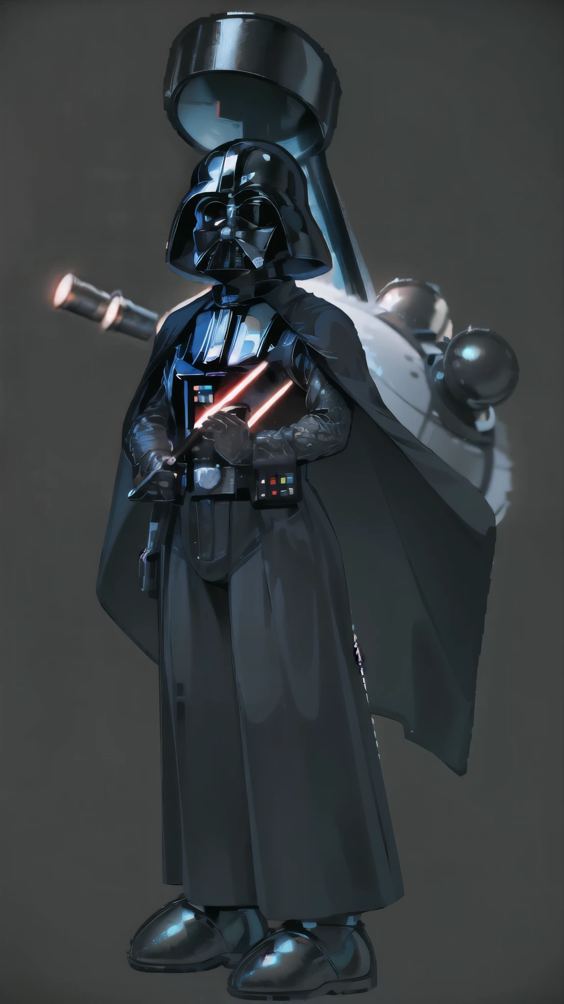 High Quality, human, darth_vader suit suit Masterpiece, simple background, full body, black eyes, solid oval eyes, outline