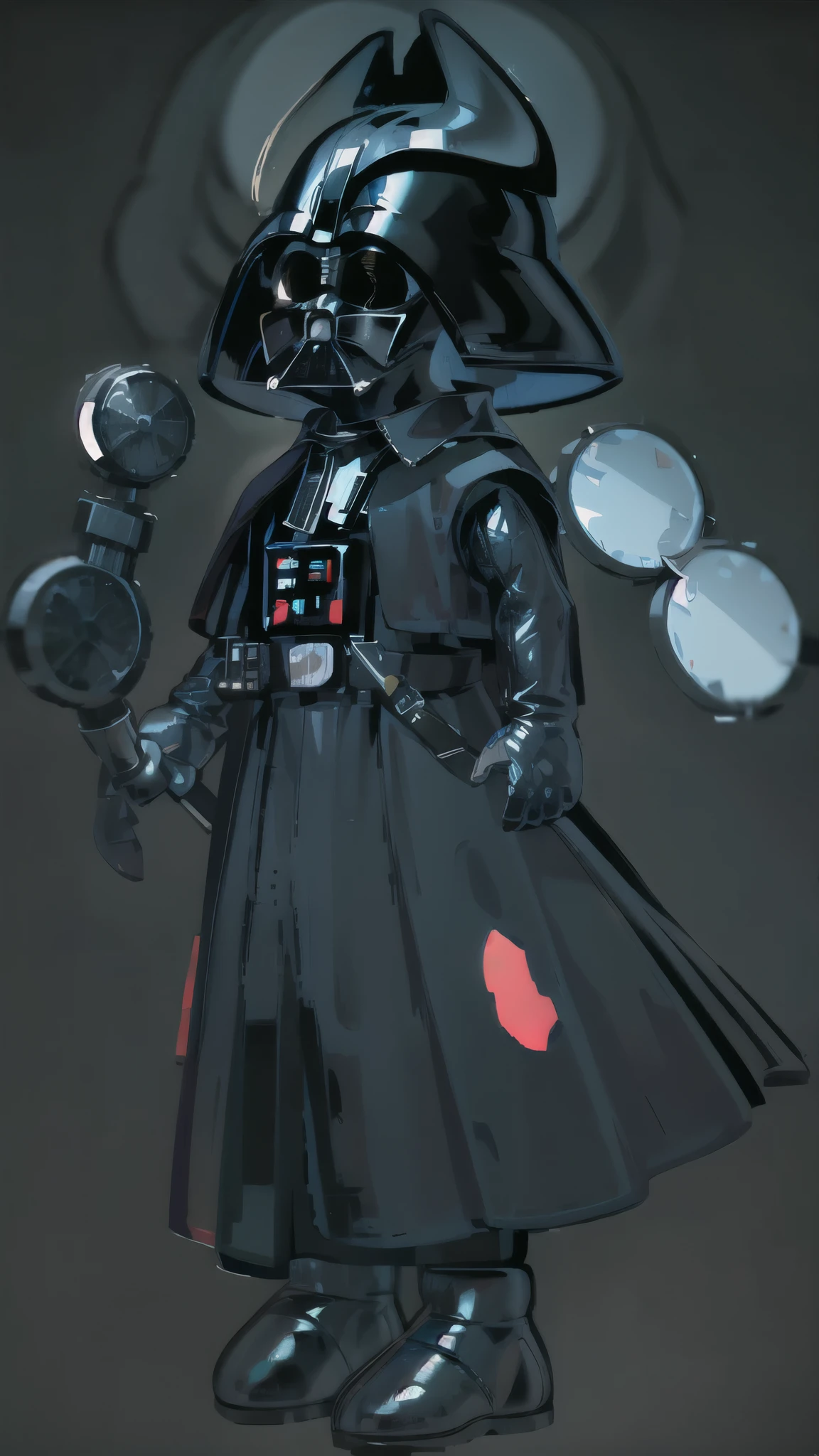 High Quality, human, darth_vader suit suit Masterpiece, simple background, full body, black eyes, solid oval eyes, outline