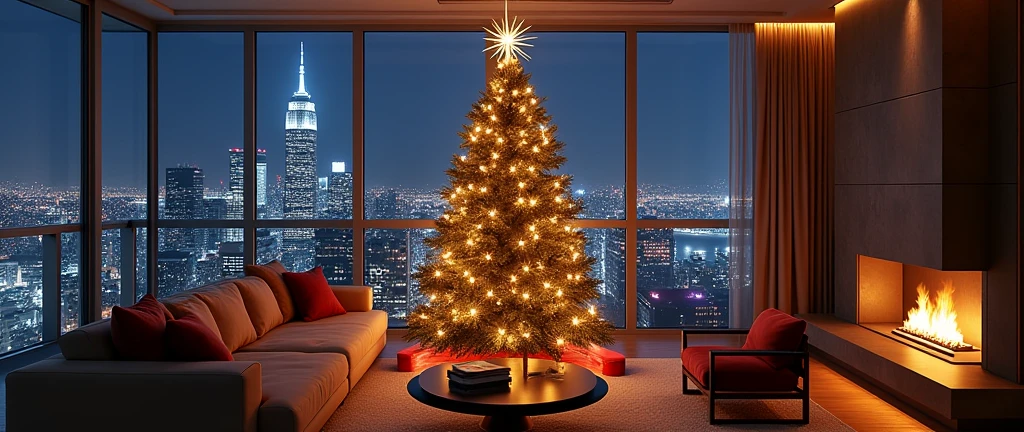 LUXURY CONDOMINIUM ,CHRISTMAS TREE, NIGHT VEIW, FIREPLACE

