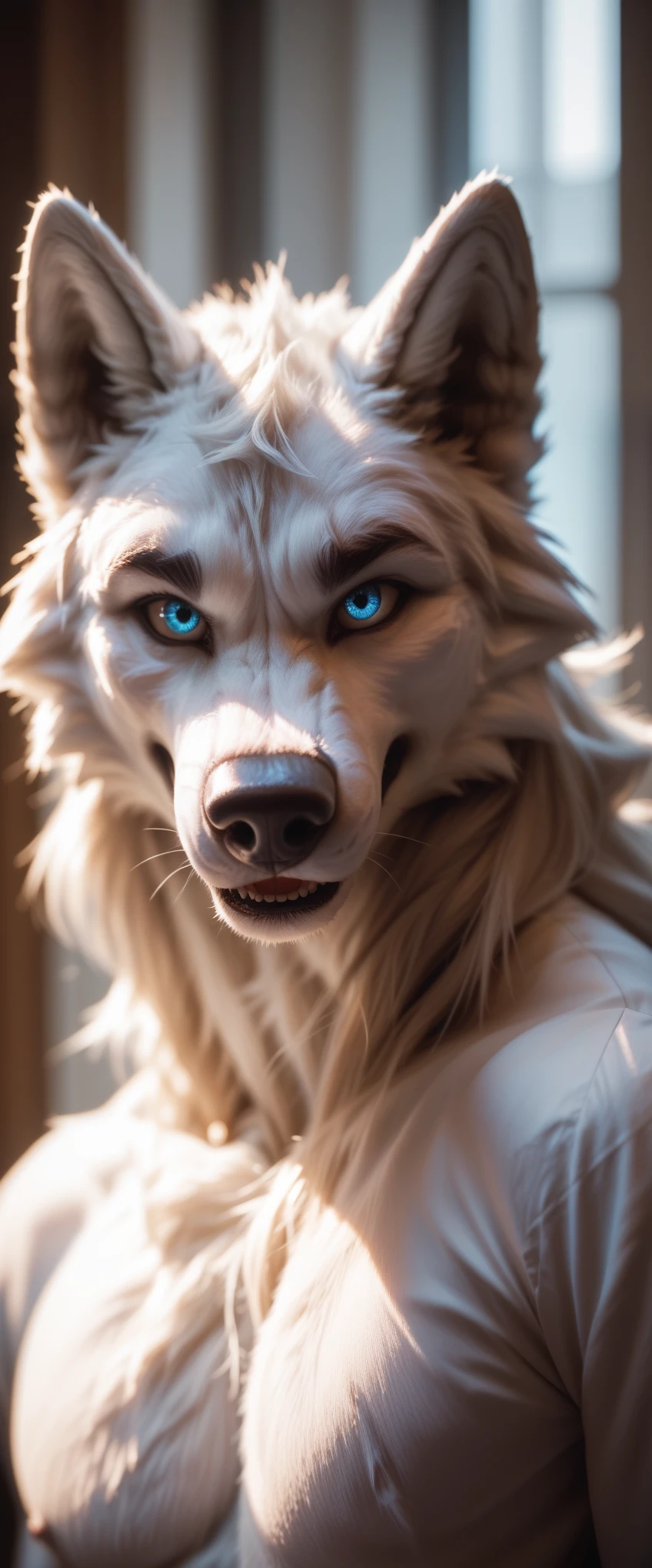 White wolf Looking at the viewer 3D