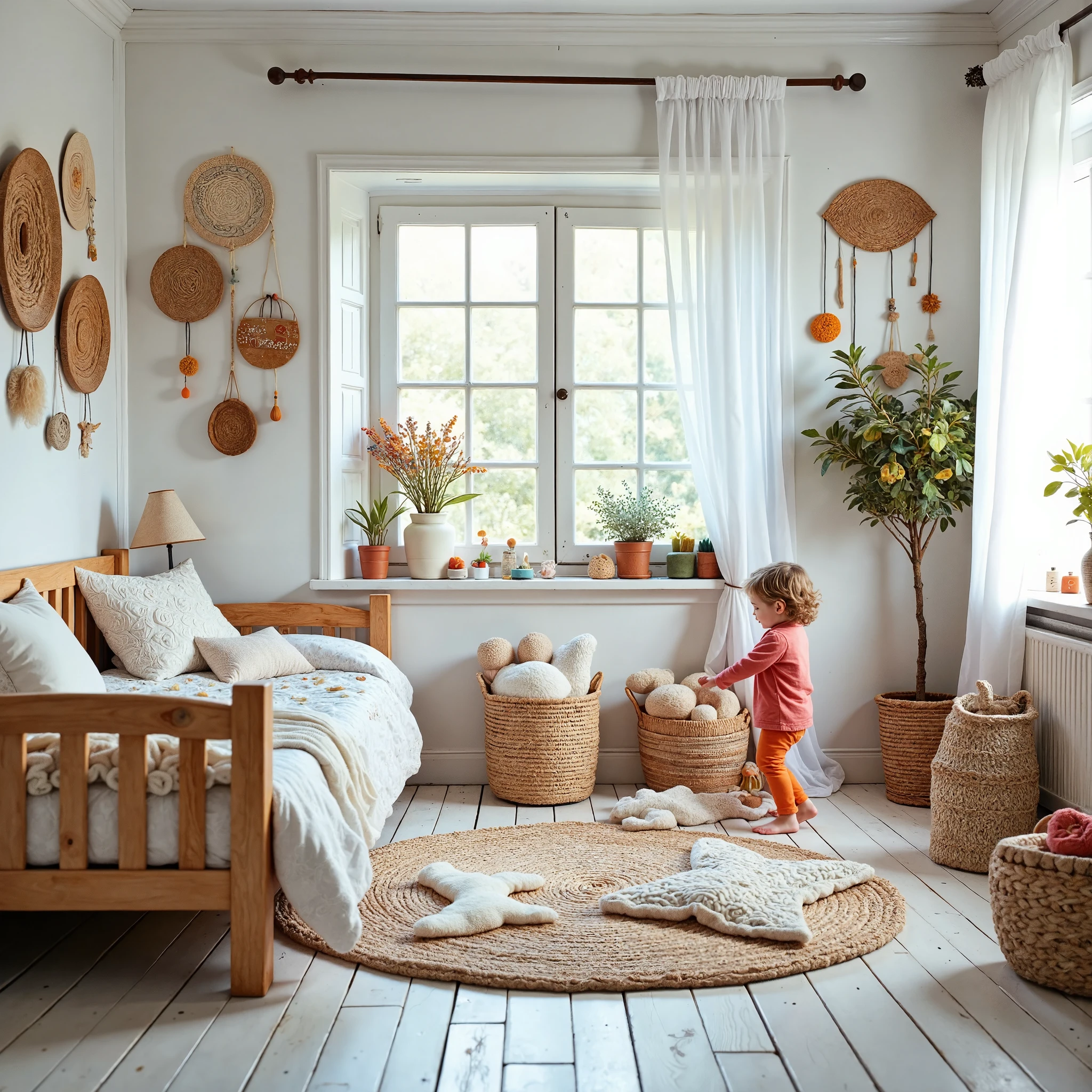 (masterpiece, best quality:1.2), A dreamy and cute Scandinavian-style children&#39;s room,handmade style