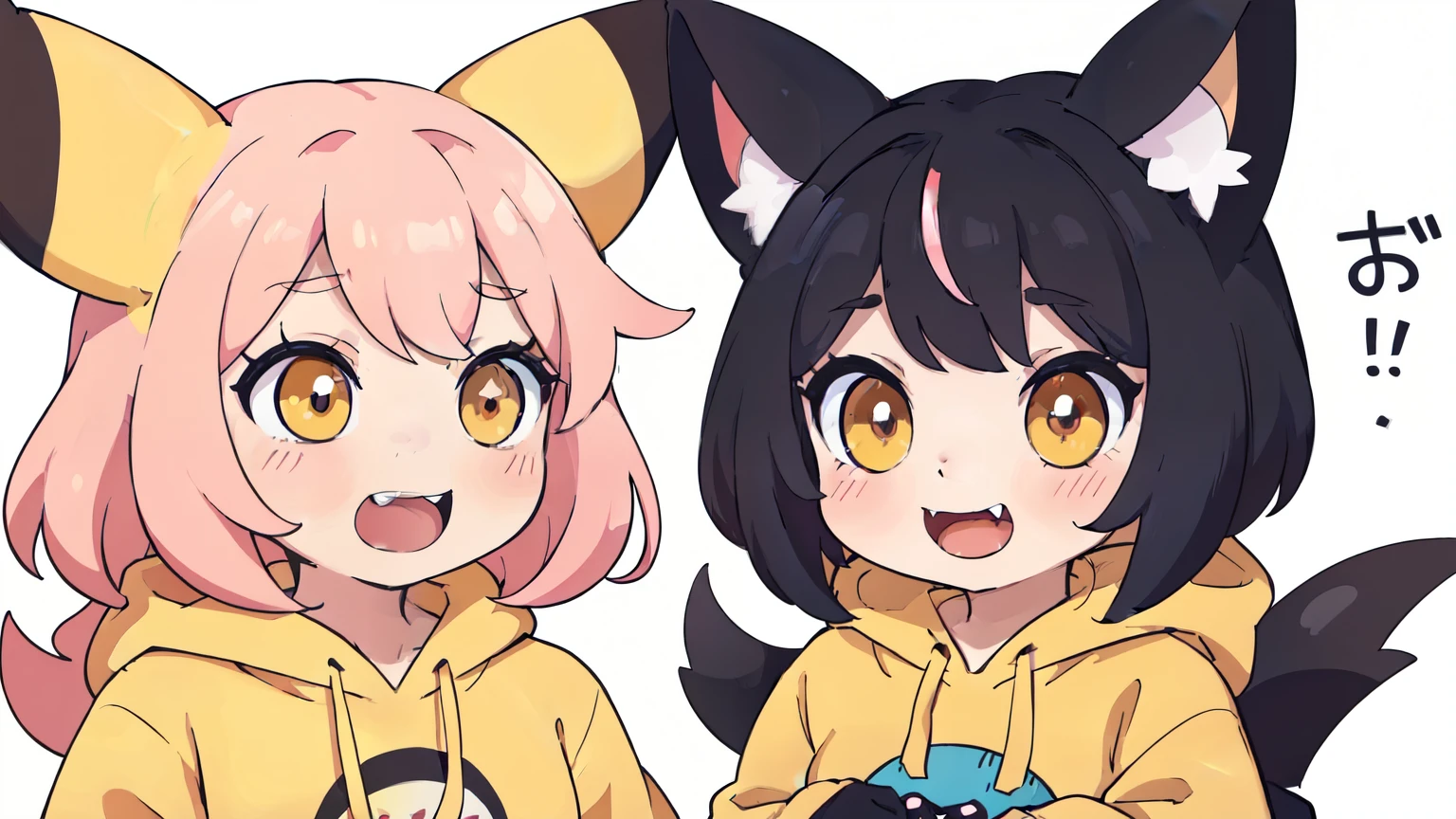 Girls with pink hair, long double-tailed hairstyle, ((small pink bushy eyebrows)), wearing lolita clothing, shorts, marked vagina, lolicon (Zankuro) drawing style by zankuro artist, Zancro style, image uploaded to R34, flirty smile, take a selfie from below, close-up, (( showing pubes )) in street ((grabbing breast each other))