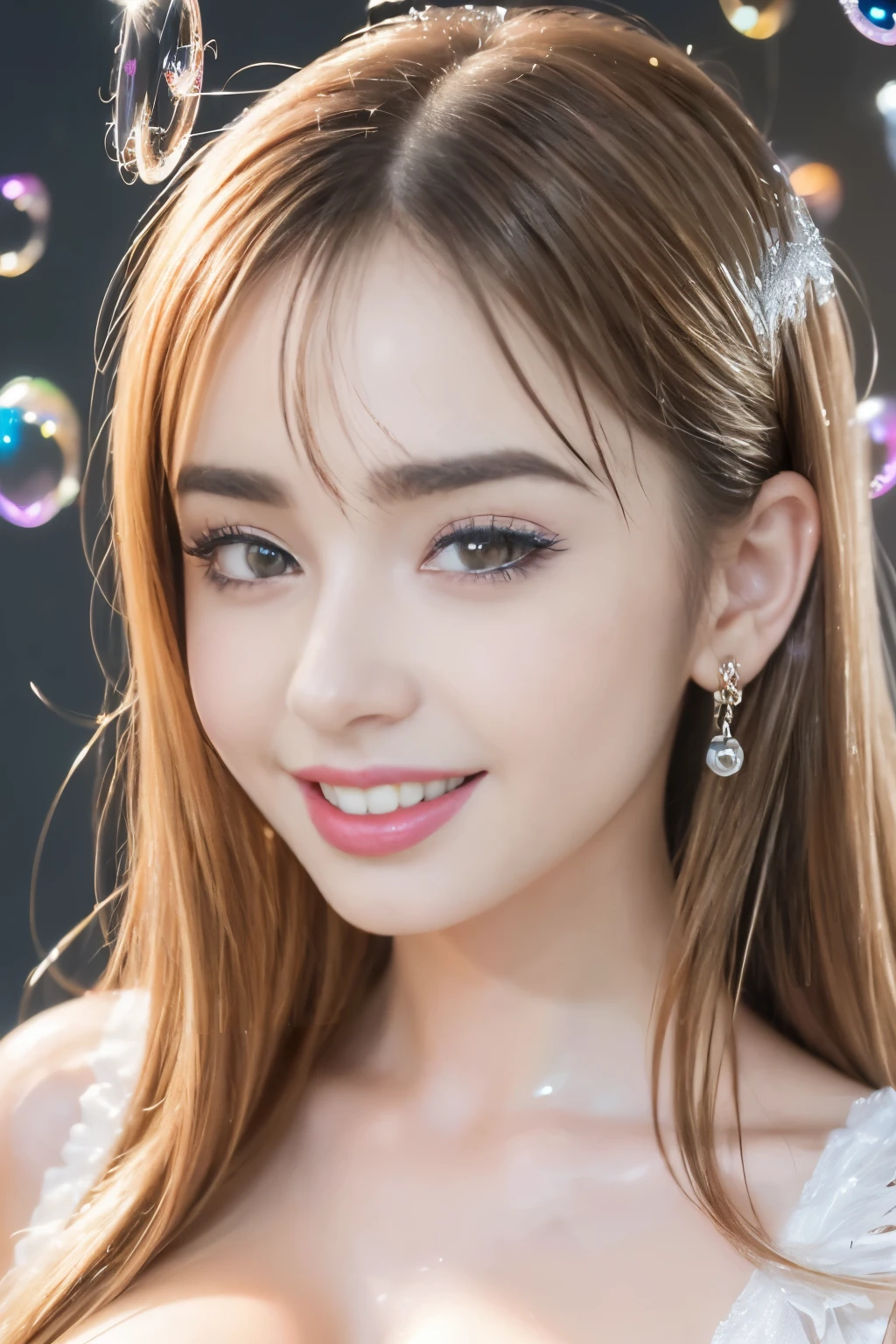 (8K, 4k, best quality, high resolution, ultra high resolution:1.1), (chef-d'artwork, Realistic, Photo-Realistic:1.1), 1fille, affronter, fermer, Twintails, cheveux blond, yeux noirs, Red lips, (Regarder dans le public: 2), Porter des bretelles tendance pour les filles, taille ouverte, pantalons chauds, longues jambes, cheveux ridiculement longs, long cils, eye shadow, Petit visage, gros yeux, bare shoulders, High contrast,