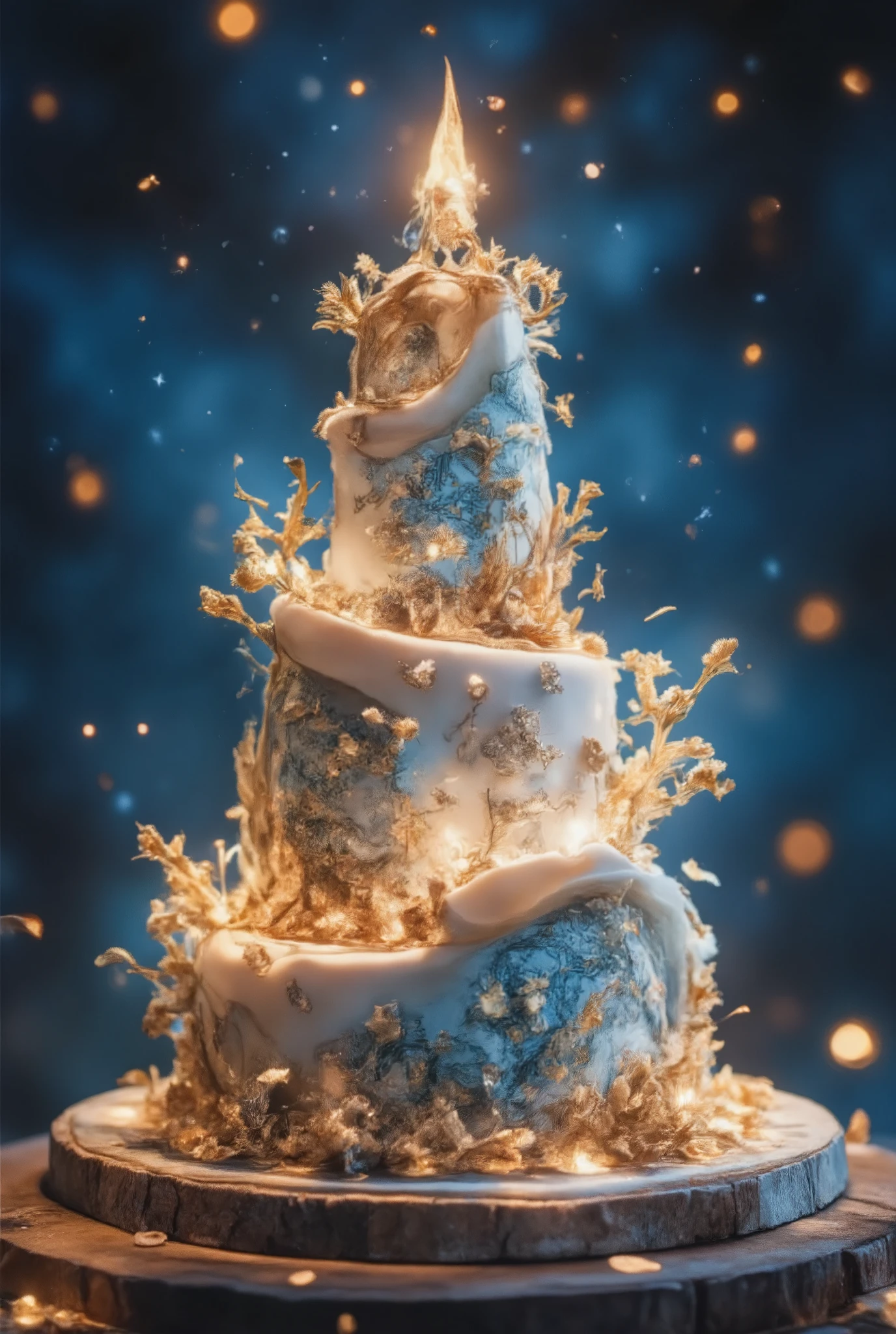 Best quality, very good, Birthday Cake，Rocket Decoration，75（（A masterpiece full of fantasy elements）））， （（Best quality））， （（Intricate details））（8K）