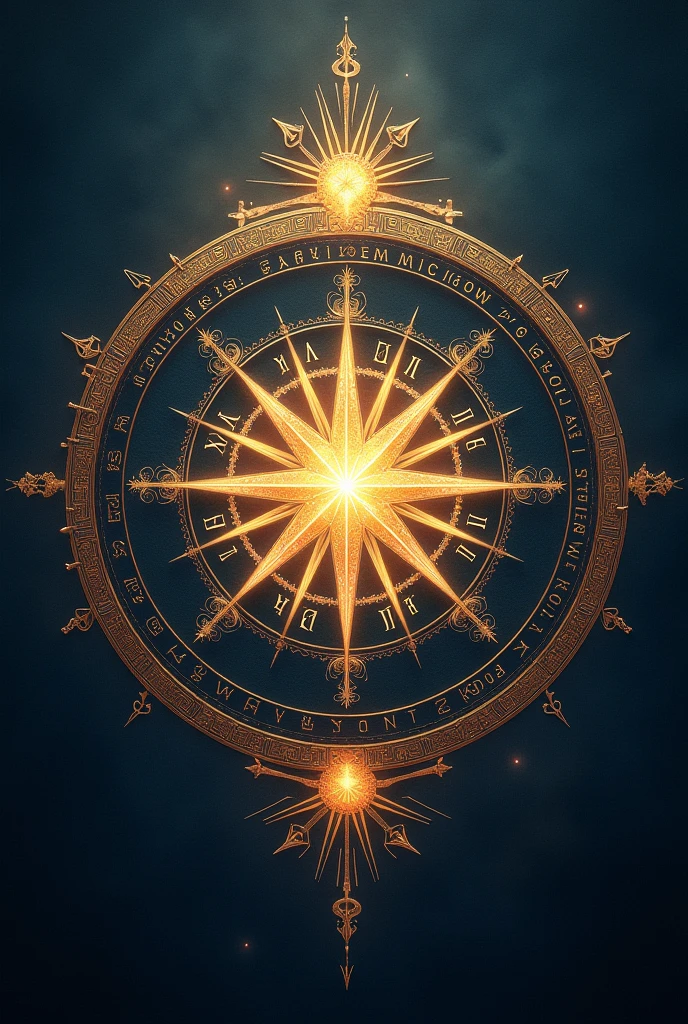 A round icons with runes and women's script around the edge with a 4 ...
