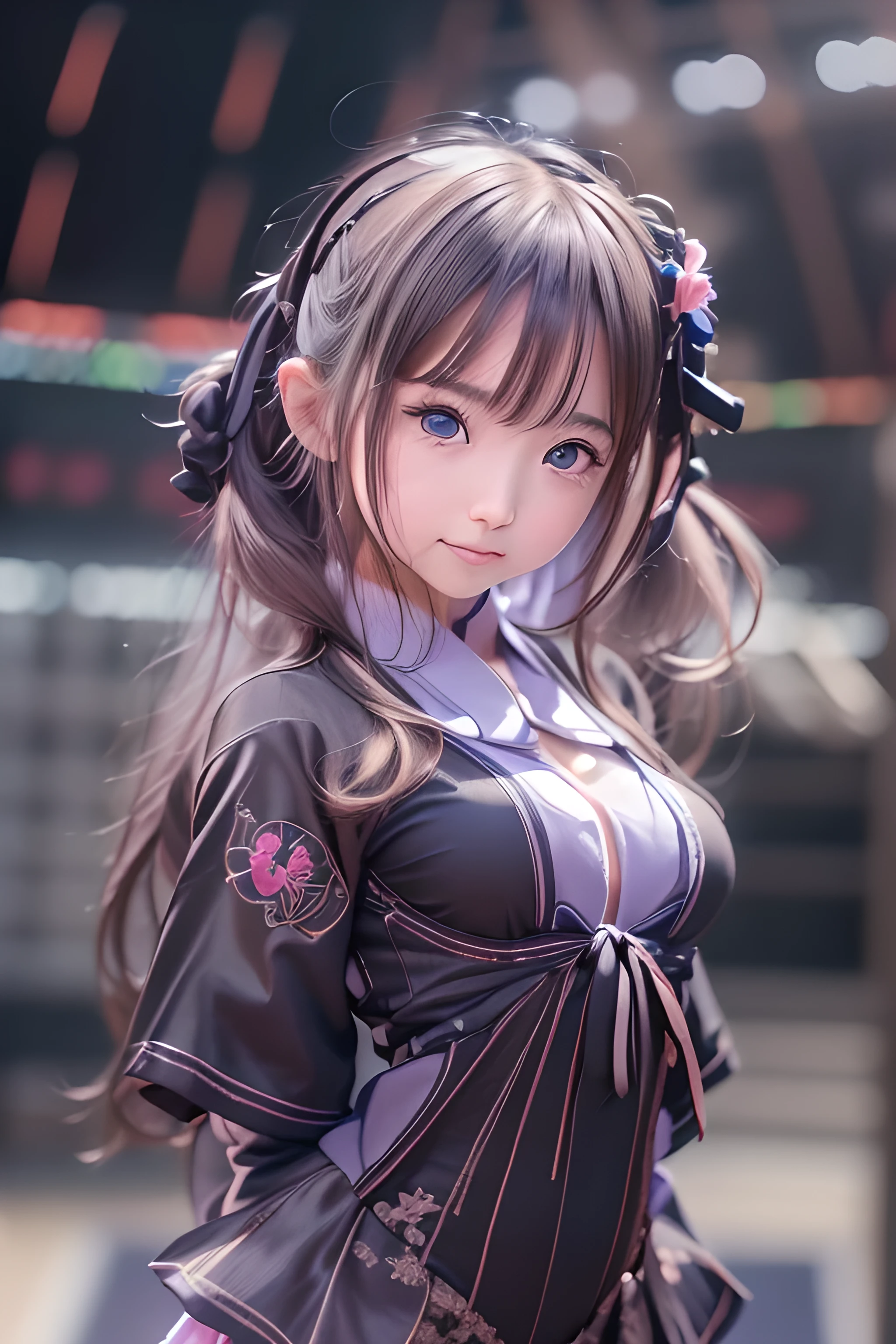 ((Best Quality)), ((Masterpiece)), (Detail: 1.4), 3D, Beautiful Cyberpunk Female Image, HDR (High Dynamic Range), Ray Tracing, NVIDIA RTX, Super Resolution, Unreal 5, Subsurface Scattering, PBR Texture, Post-Processing, Anisotropic Filtering, Depth of Field, Maximum Sharpness and Sharpness, Multi-layer Texture, Albedo and Highlight Mapping, Surface Coloring, Mitsu-Accurate Simulation of Material Interactions, Perfect Proportions, Octane Rendering, Two-color Light, Large Aperture, Low ISO, white balance, regular three-point, 8K RAW, beautiful bright pupils, off-the-shoulder clothes, fine pupils, delicate face and eyes, long eyelashes, blush, delicate and fluffy hair, pink lips, pure, cute, sweet girl, artistic sense, casual wear, high-end sense