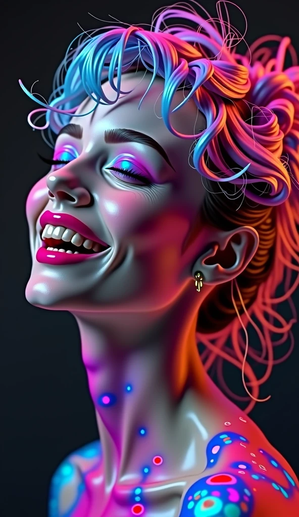 <lora:BrandonWoelfel:1>a very kind and smiling beautiful woman with purple and pink wavy hair with bright eyes and fireflies in the background