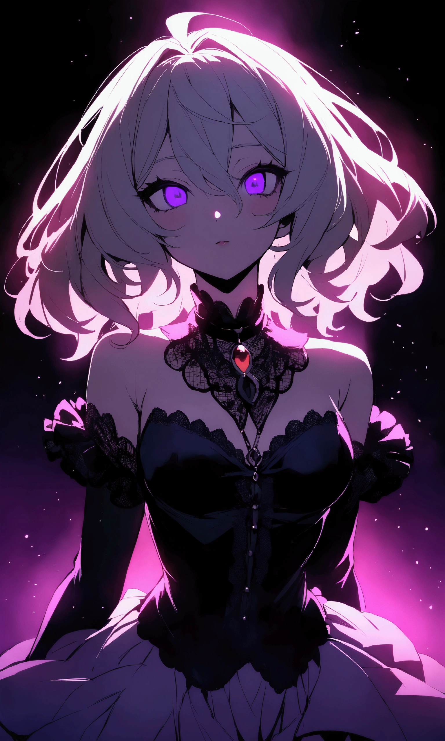 ((Highest quality, Very delicate,8k,masterpiece)), (Sexy pose:1.2, Leaning forward), (Beautiful eyes with fine highlights:1.3, A face with attention to detail), ((Bare Chest:1.37)), One person, whole body, Bewitching figure, Beautiful blonde, Very large breasts, Ridiculous, bold, Red lace, Blushed cheeks, Large bed, White skin, Red lips, Pale purple light,Dynamic Angle