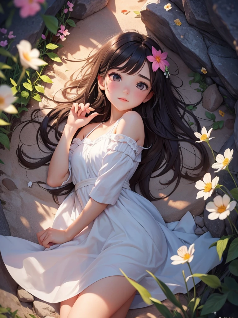 On an early summer morning，Lazy and beautiful girl，Roses in hand --auto