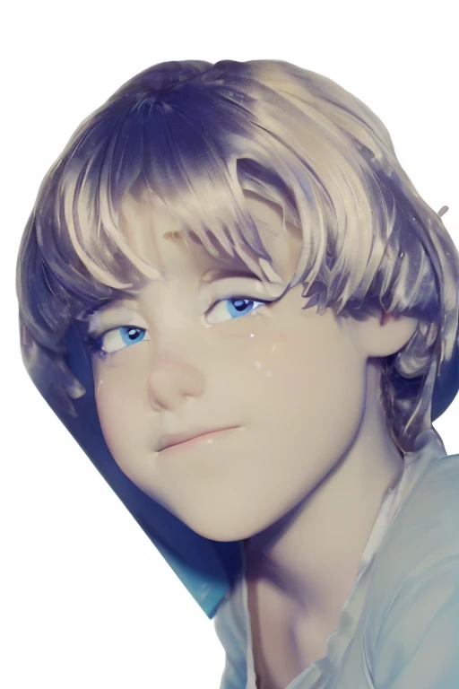 blond boy , blue colored eyes