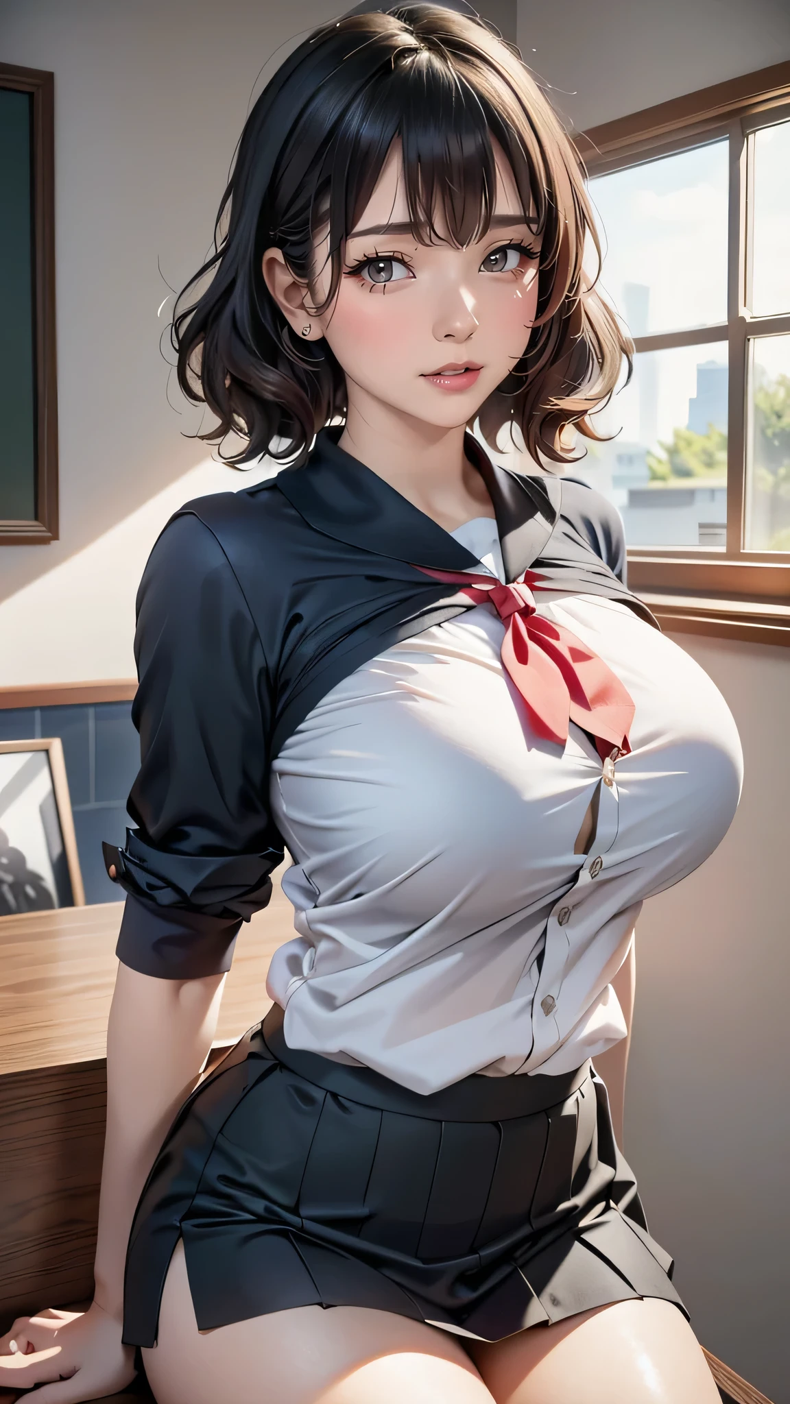 Kugisaki Nobara has wide hips, well-shaped eyes, and nice breasts.、She wears office clothes and can see her underwear on her waist.、Standing in a sexy, seductive and embarrassing position、want you in the bedroom