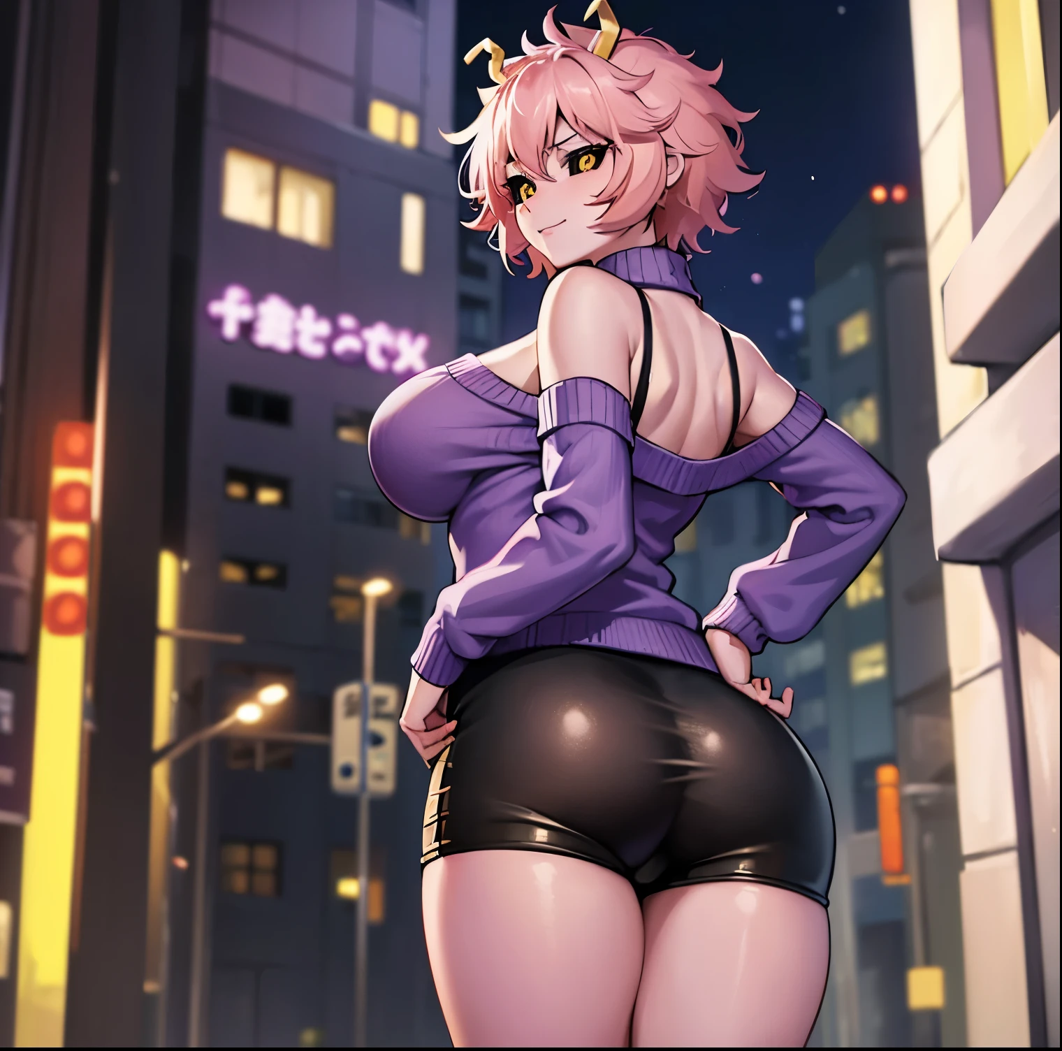 (masterpiece), best quality, (SHARP details), 4k, expressive eyes, (gyaru), 20 year old girl, pink hair, ((slutty clothes)), huge breasts, SHARP detail expressive eyes, (SHARP detail perfect face), slutty, (slut), ((dark skin)), 4k, (very short skirt), underwear peek, leopard-print bra, leopard-print thong, (((bimbo))), outdoors, nightclub, neon lights, straight hair, deep cleavage, (wearing (slutty and micro) leather jacket), (pink mini skirt), view from half below, visible thong, ((tomboy)), tall, (big butt), butt, (presenting butt), (skirt lift), lewd expression,