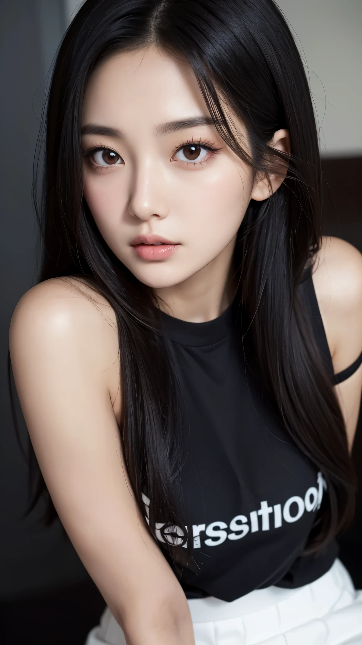 (22 year old Japanese beautiful girl,Thin eyebrows), (Small breasts,:1.5,),(solo,Textured skin, Detailed skin,Detailed face,Detailed eyes,High detail, Highest quality, Super detailed, Surrealism, ,8k,RAW Photos,Photographicism,Professional Lighting Ray Tracing,Aperture F1.2,Portrait Photography),(((Black Hair, Natural Makeup,Earrings,Bunny girl,Dutch Angle, Upper body composition,透けてるBunny girl)))