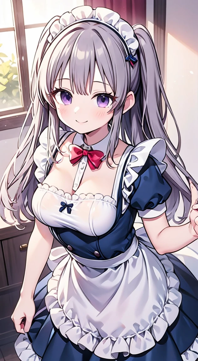 cute,Kiriko Yukoku,maid uniform,A smile full of happiness,