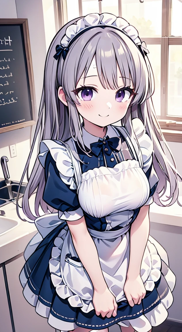 cute,Kiriko Yukoku,maid uniform,A smile full of happiness,