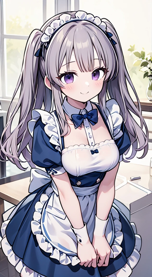 cute,Kiriko Yukoku,maid uniform,A smile full of happiness,