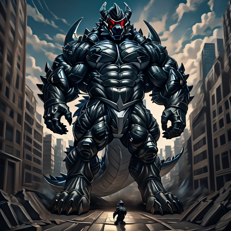 (masterpiece. official art. 8k. best quality. detailed full body. full body.)
(situation 1 : dominating demon lord dragon batzz. focus Colossus mechanical Muscular demon lord dragon batzz is trampling the CITY. macro. stomp. Low-angle perspective. emphasizing the immense size. The perspective is from below, emphasizing the sheer majesty and power of the Colossus. Colossus art. He is much bigger than a skyscraper. Giga Colossuss. micro soccer field. looking down.)

(situation 2 :smoke and flames rising from the destruction in the city)

(Additional details 1: wearing a full-face helmet. helmet is jet black. The color of NANOSUIT is jet black. high-tech bio-mecha armor. real texture material. whole body shines like metal. Wearing cyberpunk mecha. emphasizes the muscles. suit fully made of metal. intricate armor. Robotic suit. suit fully made of metal. NANOSUIT with the same design as demon lord dragon batzz.). (demon lord dragon batzz has 5 toes.)

(Additional details 2: (Detailed head. Detailed Body. Detailed abs. gigantic muscles. HYPER MUSCLES. Gigachad Muscular. big muscle. pecs. triceps. traps. unusually developed muscular body. body full of huge muscles. showing off muscles. pectorales enormes. Exaggeratedly huge muscles. huge muscles. long legs.).

(Additional details 3: nj5furry, Spread wings. It has wings. black have big wings. The claws are sharp. Sharp teeth.5 toes.). 