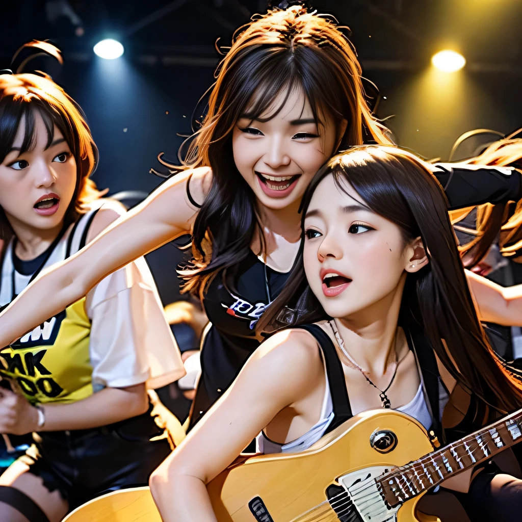 Girls singing guitar at live