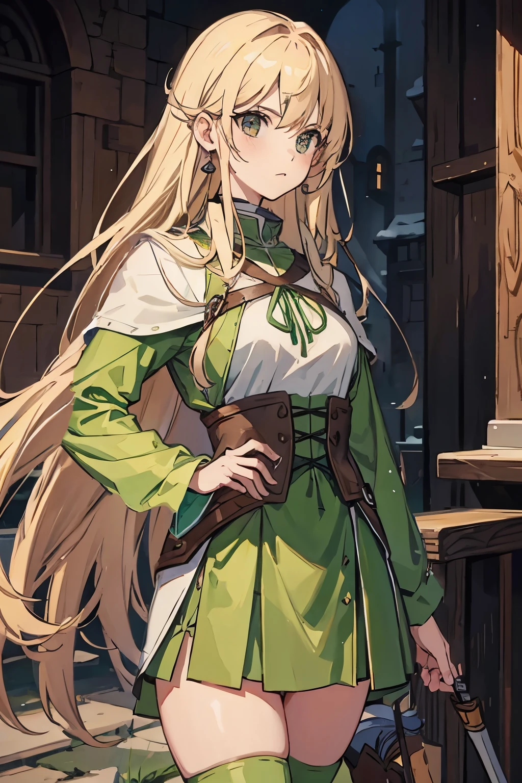 medieval hunter girl green clothes