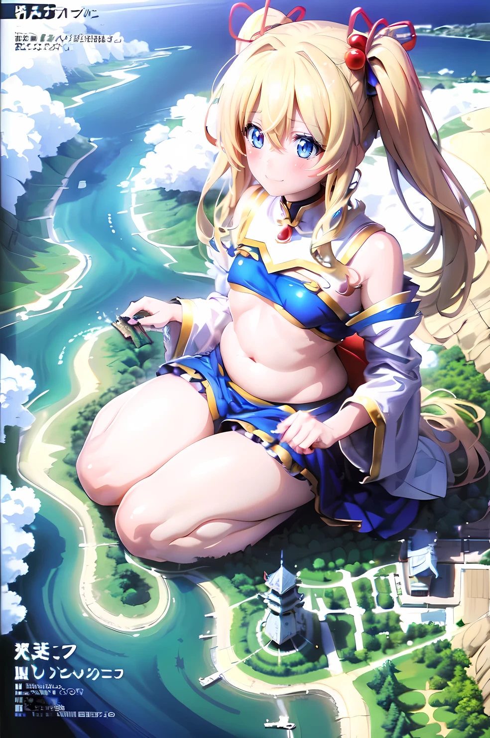 ((Highest quality、High resolution))、Beautiful woman、Perfect body、Beautiful and bountiful breasts、tits、Nipples、long blond、bangs、Blue and white、Embellished blue sexy dress、skirt、(((Showing panties、After the rape)))、Outdoor Scenery、((Spread your legs、Embarrassed、Frightened expression、Love juice))