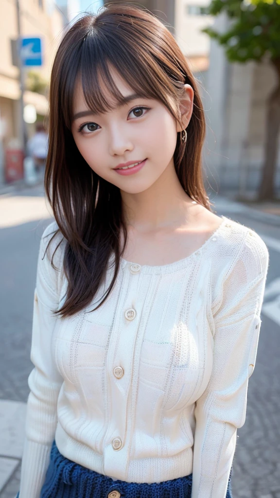 1womanl, up of face, mideum breasts, light brown hair, Blunt bangs, hair behind ear, hair over shoulder, Long hair, slender body shape, Ultra Fine Face, Thin face, Delicate lips, Beautiful eyes, thin blush, eyes are light brown, perfect glossy skin, flawless skin, Glistening sweat,View here, Ultra-thin hands, Ultra-fine fingers, best ratio four finger and one thumb, (realisitic:1.3), See-through white blouse. An amusement park, One-person viewpoint, Fuji Film, F/1.2, 8K, masutepiece, nffsw, Super Detail, High quality, Best Quality, hight resolution