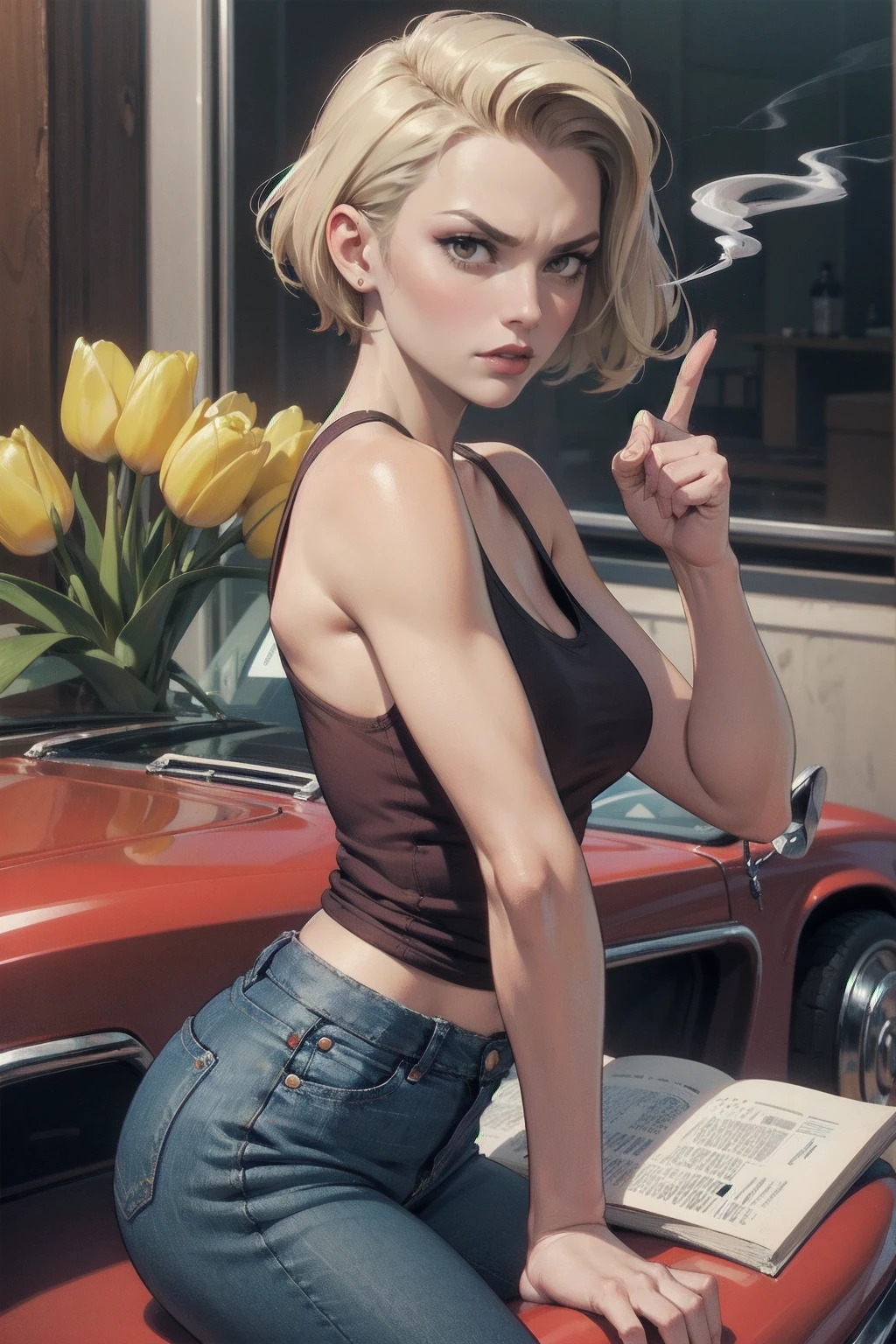 (best quality: 1.2), clean face, (masterpiece: 1.2, 8k) perfect anatomy, 1girl,a beautiful fashion model ,(masterpiece, official art, best quality shiny hair, blonde hair with streaks in hair, full lips, big breasts, looking at viewer, revealing outfit, absurdity, intricate details, dynamic pose, club, , wearing short shorts and a tight white top, cleavage, shiny body, thong straps, open shorts, celebrity, sunglasses, (stripping in public, exhibition, taking off shirt)