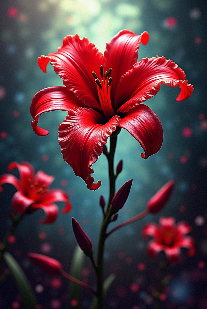 crimson lily, background seamless low bit mosaic