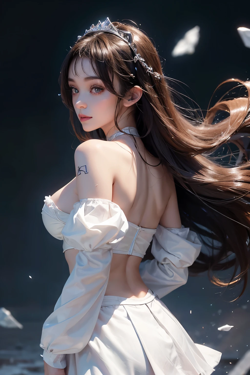 Estilo anime, noite, Sala de estar, Mulher nua adulta frontal, ruborizada, ashamed, Velas, cadeira. Small breasts, butt, hairy pubic,