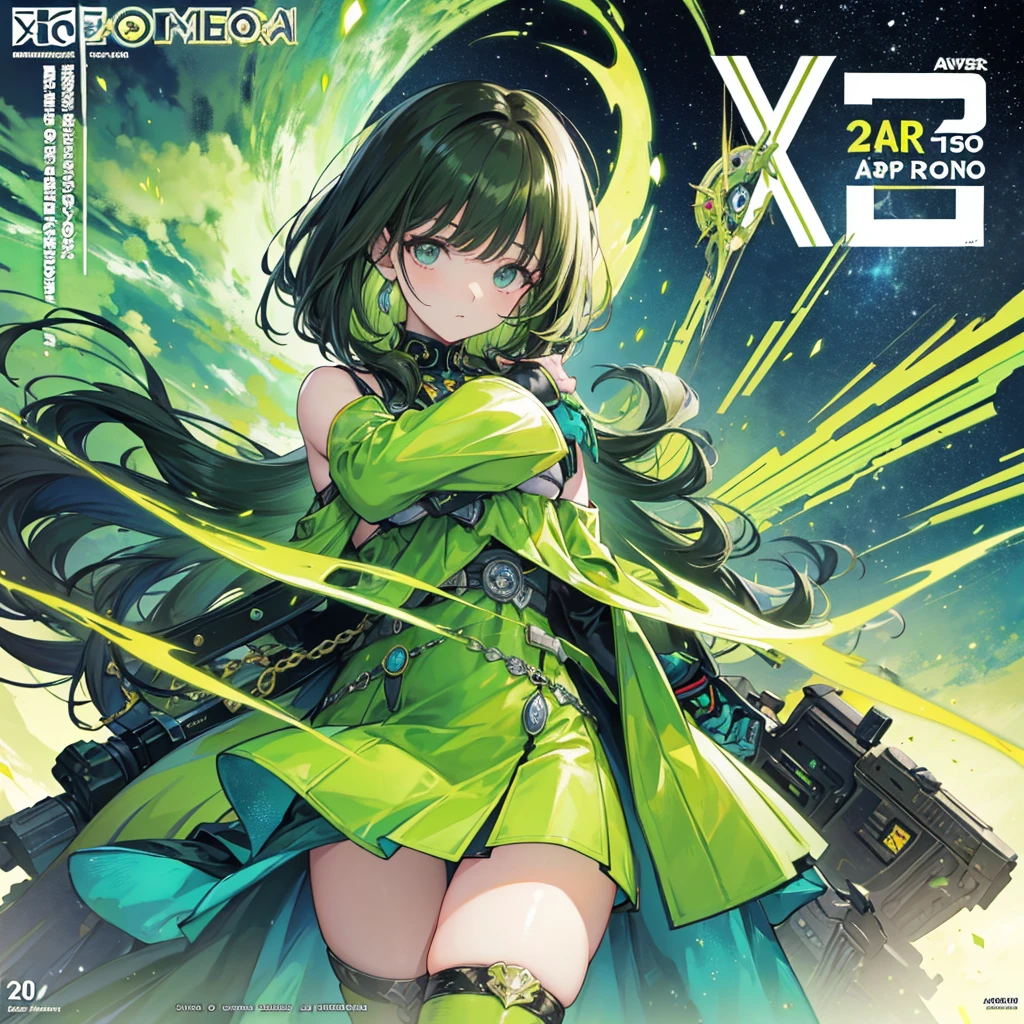 Cow-themed characters, サイバーパンク, オーバーサイズパーカー, Wearing big sneakers, whole body, girl, Simple Background, mouse ears, Magazine cover style, ライトグリーンのイメージカラー, Large Breasts、, green hair, unconscious, tachi-e, projected inset, UHD, best quality, highres, 8k