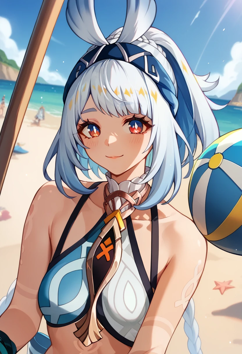 1 girl, mualani_\(genshin_impact\), beach