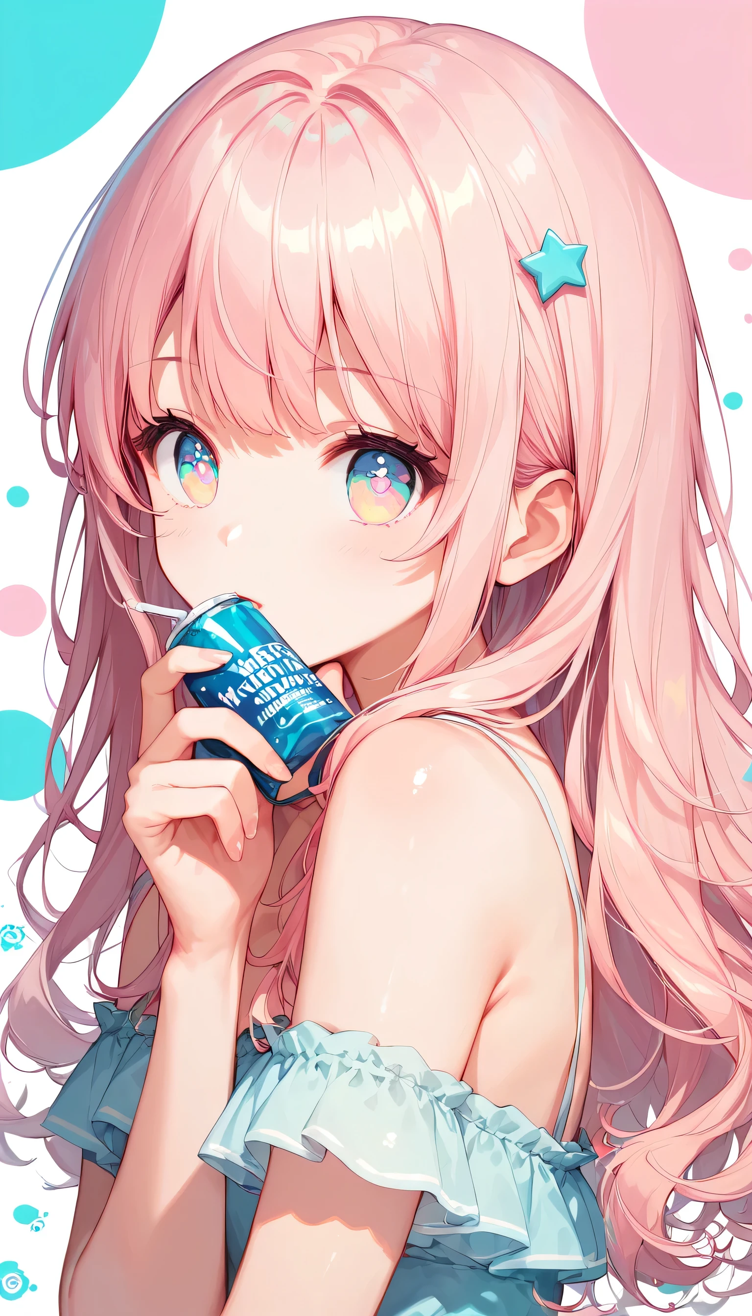 Score_9, Score_8_superior, Score_7_superior,sauce_anime, High-resolution images,masterpiece,Best Quality,girl,Cute face,Beautiful Skin,Shiny Hair,Highly detailed eyes,Pastel color background, Jojipan,,Long Hair,Light Pastel Hair,