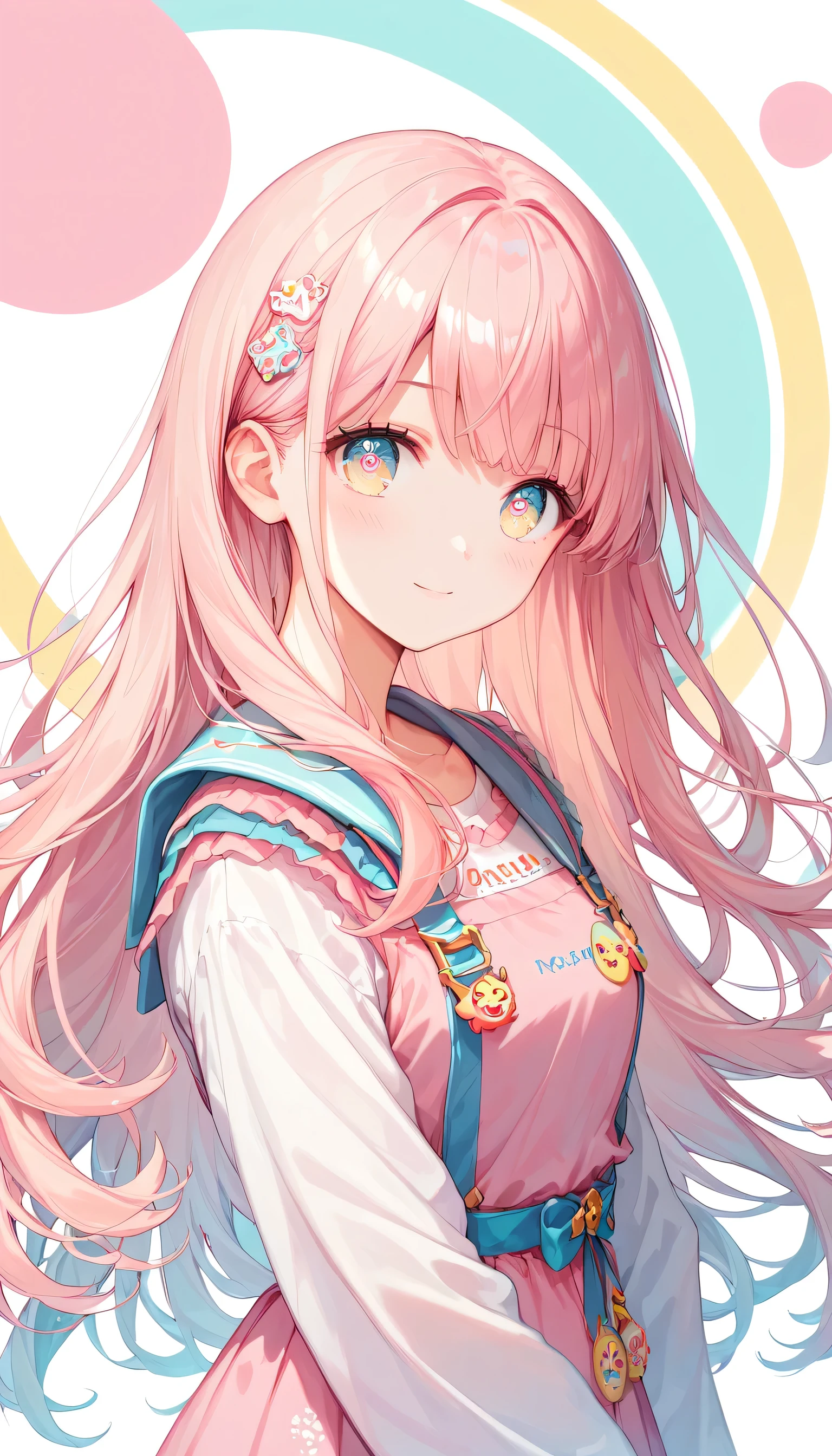 Score_9, Score_8_superior, Score_7_superior,sauce_anime, High-resolution images,masterpiece,Best Quality,girl,Cute face,Beautiful Skin,Shiny Hair,Highly detailed eyes,Pastel color background, Jojipan,,Long Hair,Light Pastel Hair,