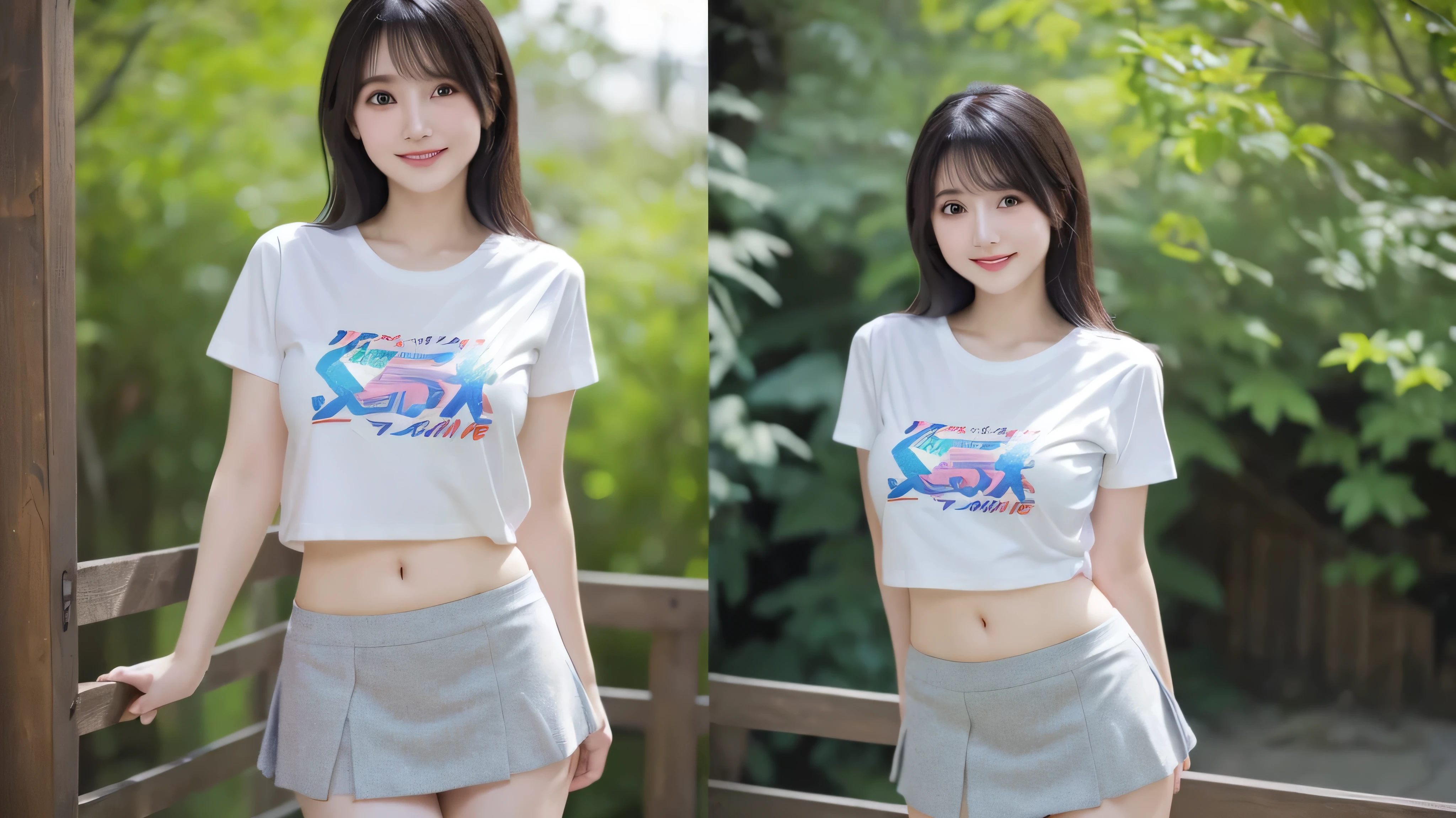 verandah、sit with your legs spread apart、T-shirt、Only white panties underneath