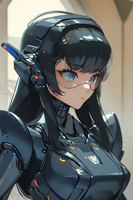 (masterpiece),(Highest quality),(Super detailed),(Best illustrations),(Best Shadow),(Absurd),(Detailed Background),(so beautiful), 16K, 8K, 4K,(Best Shadow),robotization,woman ,big bust,Robot Joint ,Metal skin,Black robot Suit,long hair,a black robot suit that covers the whole body,robot hand,cyber bodysuit,mecha head,(Detailed hands and fingers:1.2),Ball joint robot body,doll joint,beautiful face,beautiful robot girl,robotic eye,robotic hands,(no more human skin),android girl,cyborg girl,F cup, sexy body,(machine made joints:1.2),(machanical limbs:1.1),(blood vessels connected to tubes),(mechanical vertebra attaching to back),(mechanical cervial attaching to neck),no messy picture style