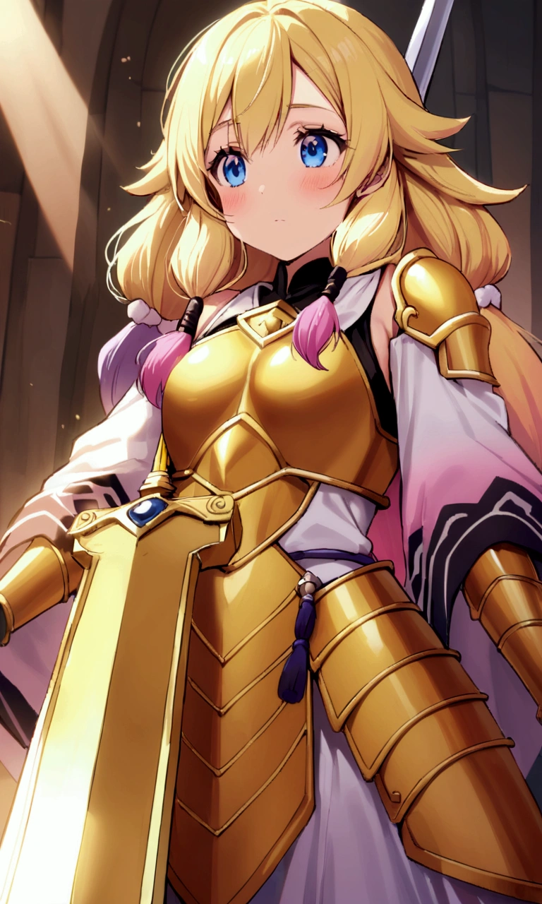 "(masterpiece:1.1), best quality,
1girl, (80s anime style:1.4), (eyelashes:1.5),
(intricate high detailed body:1.2),
blonde hair,
(blunt bangs:1.1), (long hair, wavy hair:1.1), (crown:1.2),
purple eyes, (red lip stick, eye shadow:1.1),
(pale skin:1.3), (large breasts:1.1),
expressionless, open mouth,
(golden embroidery leotard armor:1.2),
(knight armor, armored boots:1.2), (fur:1.1), (earrings:1.1), neckwear,
standing, claw pose,
(upper body:1.1),
(simple white background:1.2)"