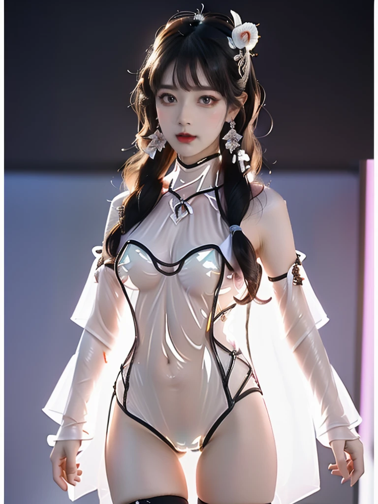 ((A woman)), 美丽脸庞的Sexy中国华裔女明星, Wearing red strappy bikini underwear, Wearing a pink transparent shirt, Holding a fan, (((Light theme, Exposing the subject, Sexy主题)))
((Transparent adhesive clothes: 1.5), (Revealing clothes: 1.5),  (Wet clothes:1.5), (Color of clothes: Pink), ((Wearing transparent clothing)))
(((night, BBQ Street, rain, Wet streets, All clothes are soaked))),
((desktop:1.0), (Highest quality:1.0), (high resolution:1.2), (Reality:1.0))
((8K Ultra HD, 8K, 超high resolution, Best quality, Super Fine, Clear focus. Masterpieces, complete pattern, Ultra HD, Detailed photos, Best image quality，Ultra-clear，Delicate facial features，Well-defined, Highly rated works, Close-up depth of field photography, Above the knee, Symmetrical character)), 
((Creating the image of a real girl), Realistic shadows, Soft lighting, Dynamic Angle, Dynamic poses, Elegant Posture, Cowboy lens, Full body front view, Be confident, Facing the camera, Eyes looking towards camera lens, Standing posture, Open your legs slightly, Golden Ratio Graphics, Minimalism, Center the character), 
( Smile, Sexy的, Balanced Eyes, Realistic eyes, Beautiful details of the eyes,Pretty Face, (Realistic face), Normal facial features, Realistic skin, Pay attention to skin details, Skin is clean and radiant, Whitening, Anatomically correct body, Golden ratio figure, Sexy的身材), 
(Perfect makeup, Gloves, earrings</input></xml>, bracelet, necklace, Jewelry, Hair accessories, shawl, sock, Knee socks, 吊garter, Leg ring, garter, 腿部garter), 
((beautiful hair), Dark black hair, Wavy curly hairstyle, Waist-length hair, Messy Hairstyle, Gradient hairstyles, Cyberpunk Hairstyle, High double ponytail hairstyle), 
(Sexy的, Perfect breast shape, Teardrop chest shape, Snow-white breasts, Very detailed breasts, 34C cup), 
(Super high waist, Deep V, Low-cut, Sexy, Flattering, Open crotch, (Clear camel toe, (High fork strangulation))),
(((Clear outline, Clear underwear, 透明Sexy的穿着)))