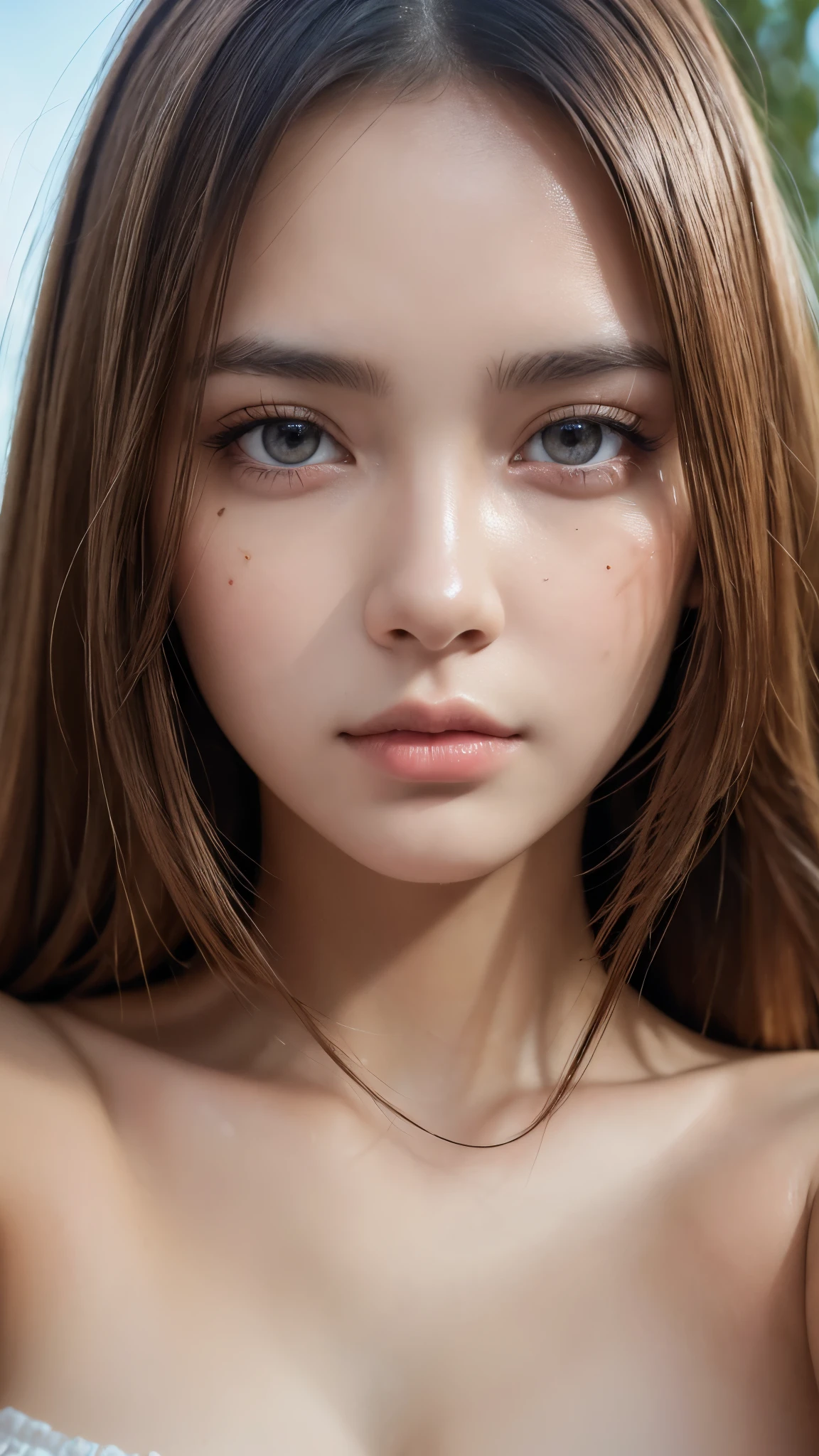 a nude woman, beautiful detailed eyes, beautiful detailed lips, extremely detailed face and skin, long eyelashes, elegant pose, natural lighting, golden hour, warm colors, soft focus, cinematic, award-winning photography, masterpiece, high quality, 8k, hyper realistic