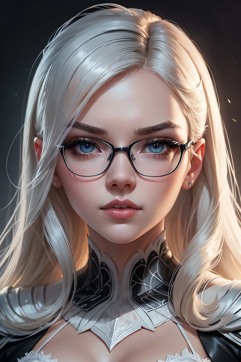 fullllbody, long-one-piece dress, Light and shadow, Magazine Cover, Face Detail, Light Europe and America, zora々Right, girl,, flat bangs, Glasses, High Ponytail, grin, Playful, lollipop, Round face, Little mouth, oral sexy, White skin, Ming Liang, Look up, Anime style, Modern, anaglyph, multiple monochrome, Best Quality, masutepiece