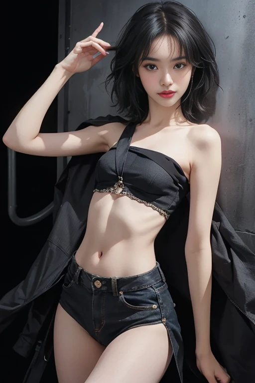 A beautiful girl,Flat Chest,Shoulders exposed skin,((A beautiful girl with overwhelming realism)),((Flat Chest)),((Small waist)),((Thin legs)),((Thin thighs)),((Thin and slim body type)),((Beautiful bust shape)),close up, imagen a uhd stunning and uhd breathtaking uhd ink-style 4d figure that excels in its visuals showcasing the capabilities of ink design,What are some key elements that would make it stand out,how can I incorporate them to create a truly remarkable piece,Tiny Bust,Are thin,Korean kpop super idol,Short Bob Hair,((A beautiful girl with overwhelming realism)),((Flat Chest)),((Small waist)),((Thin legs)),((Thin thighs)),((Thin and slim body type)),((Flat Chest)),(((Small waist))),High resolution, masterpiece, accurate, Anatomically correct,最high quality, detail, High-resolution model, high quality, Very detailed, Ultra high definition, Textured skin, Sony FE GM, Aperture F16, Focus: 85mm, Cinematic light effects, realism, Portrait Photography, Super detailedな, Super detailed, Cinematography, masterpiece, ((Very small breasts)),(Very beautiful bust shape),A beautiful girl of unparalleled beauty,Attractive clothing and underwear,Look at, Open your mouth a little, Cowboy Shot, (Very small hips),(Very thin buttocks),High pixel image quality of raw photos,Realistic and delicate images,