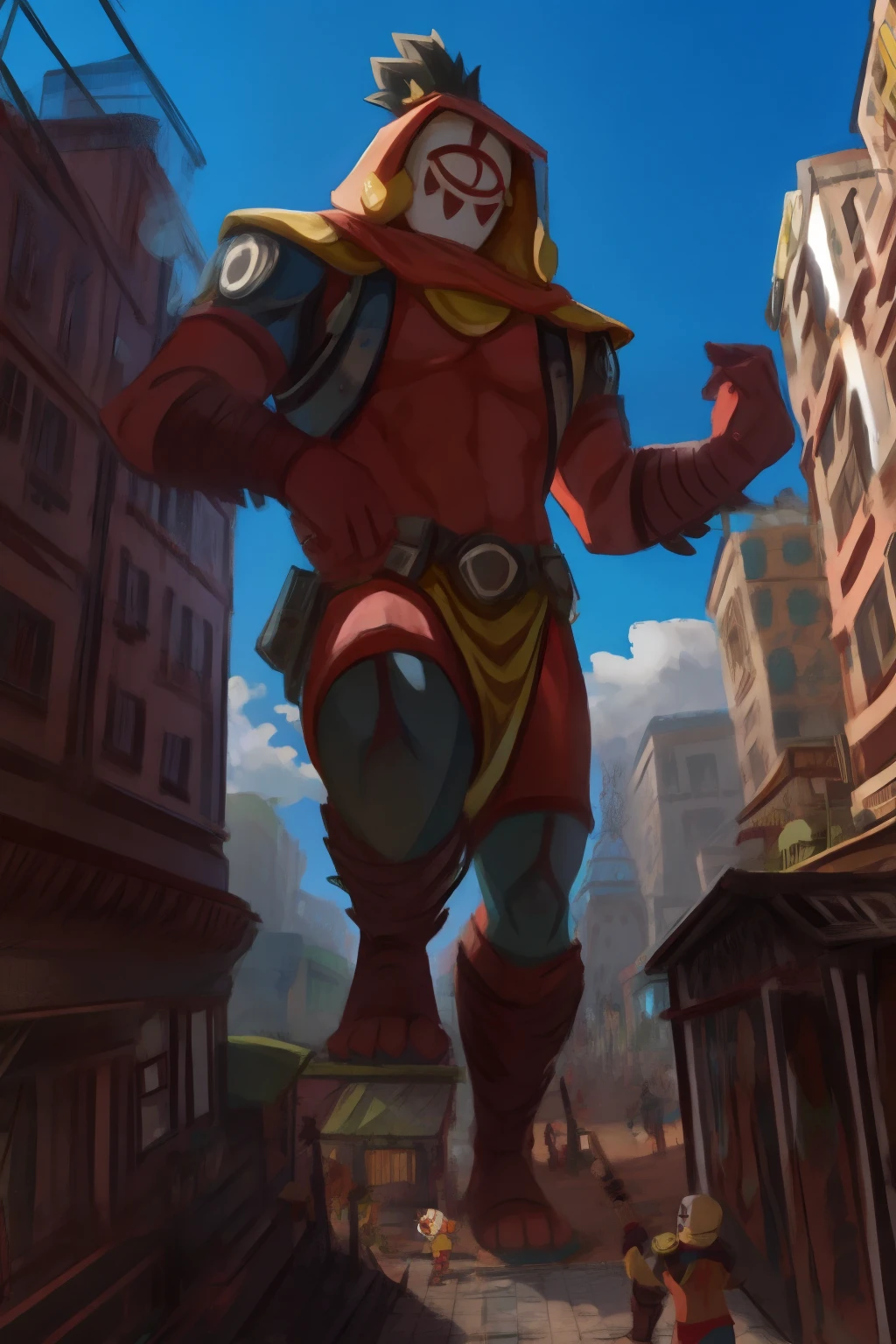 
yiga clan blademaster, macro towering city