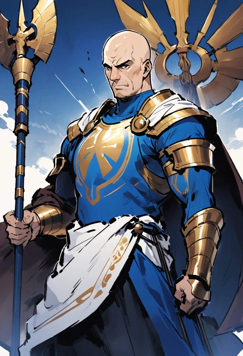 masculine male, masterpiece, ((perfect eyes)) best quality, (semirealism:1.9), beautiful lighting, (extremely detailed CG unity 4k fhd wallpaper), High Detail, Sharp focus, dramatic outdoors,40 years old, brown short hair, blue eyes, smile, Boy with two big horns, big earrings on ears, elf ear, red eyes, Thick eyebrows, evil smile, grinning,red body, red face, Burning skin, yellow diamonds glistening on chest, burning red skin,golden robe behind, big white belt , 8k , realistic, scary.