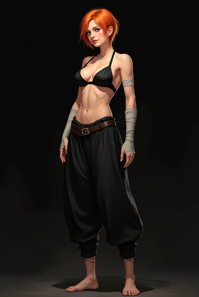 Detailed character sheet, Front view, Side view, Diagonal view, with a white returnground, show women, 30 years old, with short dark brown hair combed return, 1 female warrior, Wave Cape, long flowing hair, Swordsman style, Light Armor, (Earth-toned long leggings), Slim figure, Toned thighs, Tight round ass, Low angle shot, From below, The seat includes different angles, Front desk etc..., return, and Side views, Models and Reference Sheets, Full body paint. This ratio is based on 7,8 Head Scale.