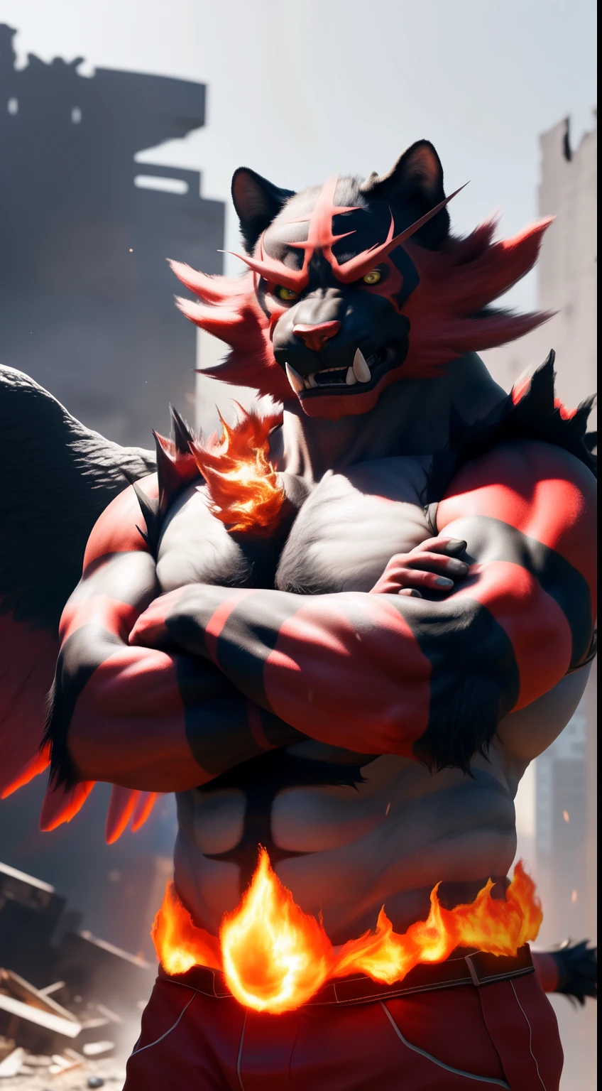 (Masterpiece, best quality, realistic:1), furry, male, lay down on bed - style sexy, hot hands, posing handsome, bedroom, night, expressive, male, (bokeh:1.3), depth of field,(Dragon:1), nice hands, perfect hands, angry, black body, (red belly chest), only red hair, red eyes, blue horns, pov top down, milk wet