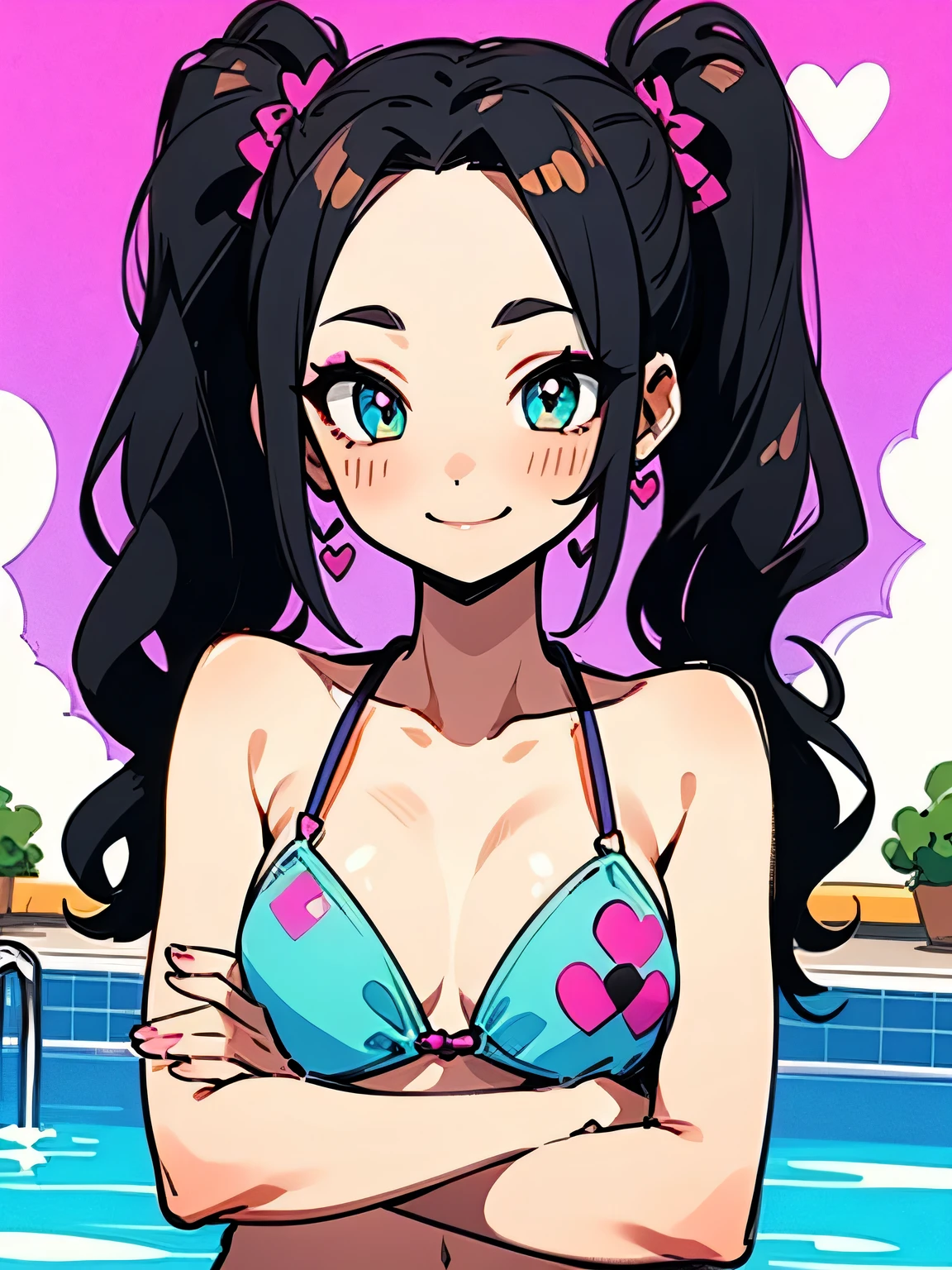 (best quality, masterpiece, illustration:1.1), [[[1girl]]], black teenage girl, big boobs, round brown eyes, long hair, [[[blue micro bikini]]] beautiful, highly detailed, 4k, perfect proportions, perfect body, rich quality, hd, ultrahd, perfect hands, perfect generated hands, [[[thin]]], [[[no muscles]]], (((thin!)))